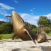 Whale sculptures detail in Kurnell, Kamay Botany Bay National Park