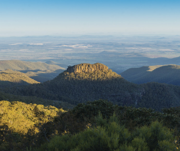 View of Euglah Rock from Governor lookout walking track, in Mount Kaputar National Park