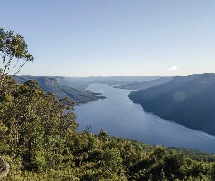 Lake Burragorang Warragamba Catchment Nattai National Park. Lake Burragorang, formed by Warragamba Dam, when full holds four times more water than Sydney Harbour