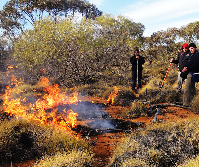 This mosaic cool burning on Rick Farley Reserve in far west NSW shows the Mothers Ancestral Guardians Indigenous Corporation - or MAGIC - reconnecting cultural practice to the land.