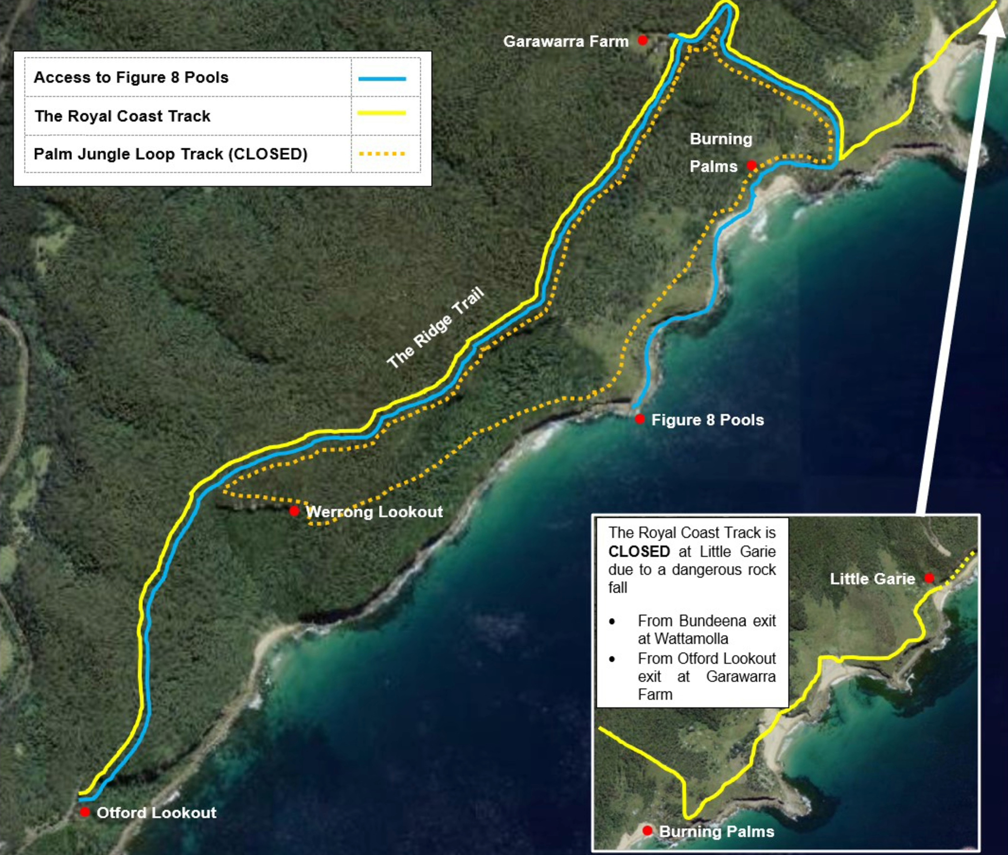 Royal Coast Track: Access to Figure 8 Pools, Palm Jungle Loop Track - Closed