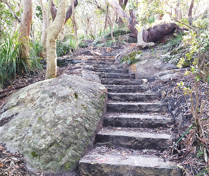 Completed sandstone steps near Otford