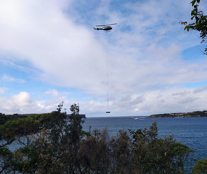 Helicopter operations were carried out in late June move track materials to Georges Head 