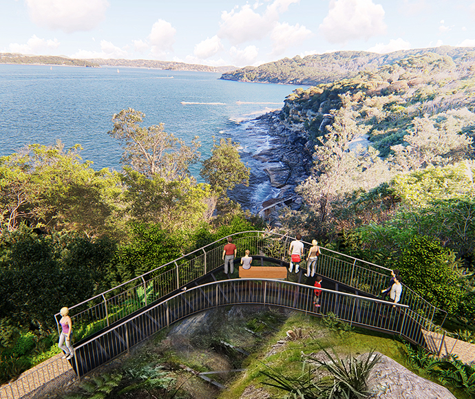 Artist perspective of the new bridge over the Defensive Ditch at Middle Head.