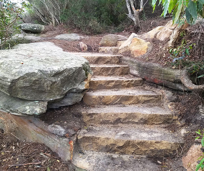 New stone steps installed at Middle Head.