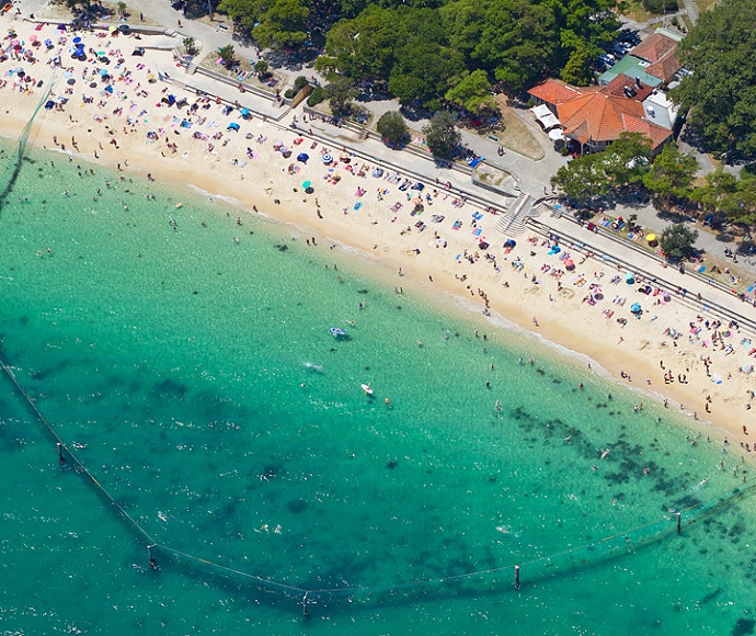 Aerial view of the beach at Nielsen Park, Sydney Harbour National Park