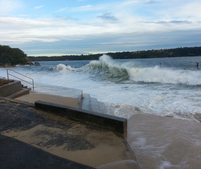 High water during storm at Nielsen Park, Sydney Harbour National Park