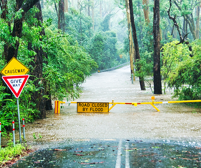 Road closed by flood
