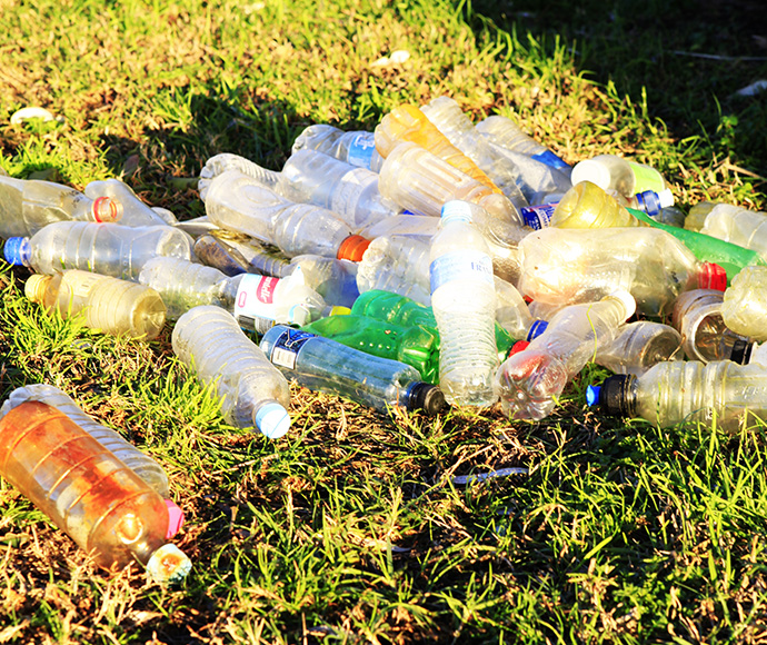 Plastic bottles waste for recycling and reuse