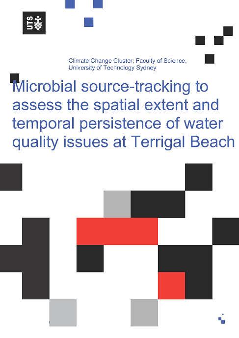 Cover of University of Technology Sydney document Microbial source-tracking to assess the spatial extent and temporal persistence of water quality issues at Terrigal Beach