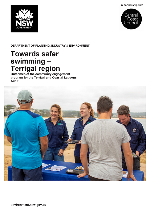 Cover of Towards safer swimming - Terrigal region: Outcomes of the community engagement program for the Terrigal and Coastal Lagoons Audit