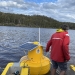 Deploying a water quality monitoring buoy in Wonboyn Lake. 