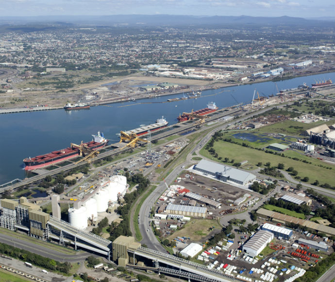 Aerial view of Newcastle Harbour and Lower Hunter