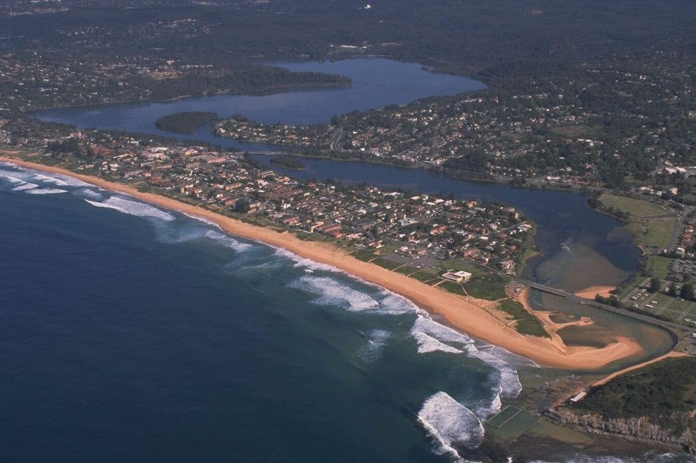 Aerial view of Narrabeen Beach and Lagoon