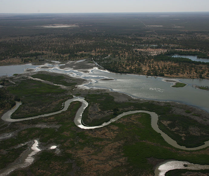 The Lachlan River and Nerran Lake, part of the Cumbung Swamp
