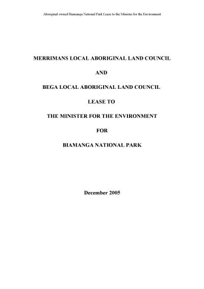 Biamanga and Gulaga National Park Aboriginal Ownership and Leaseback Agreements