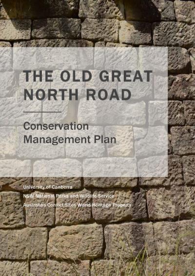 Old Great North Road, Dharug National Park, Conservation Management Plan