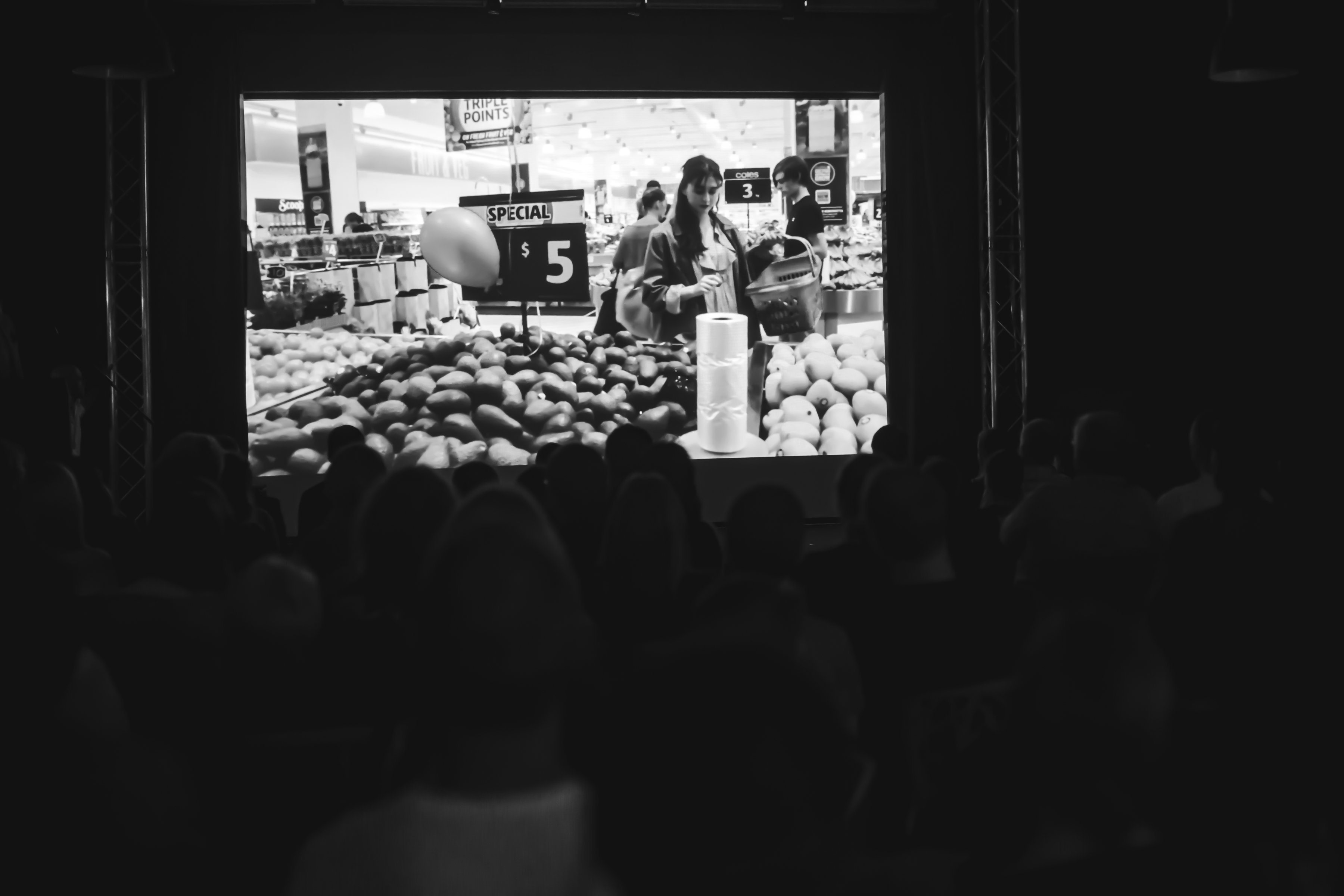 screen in cinema with film showing
