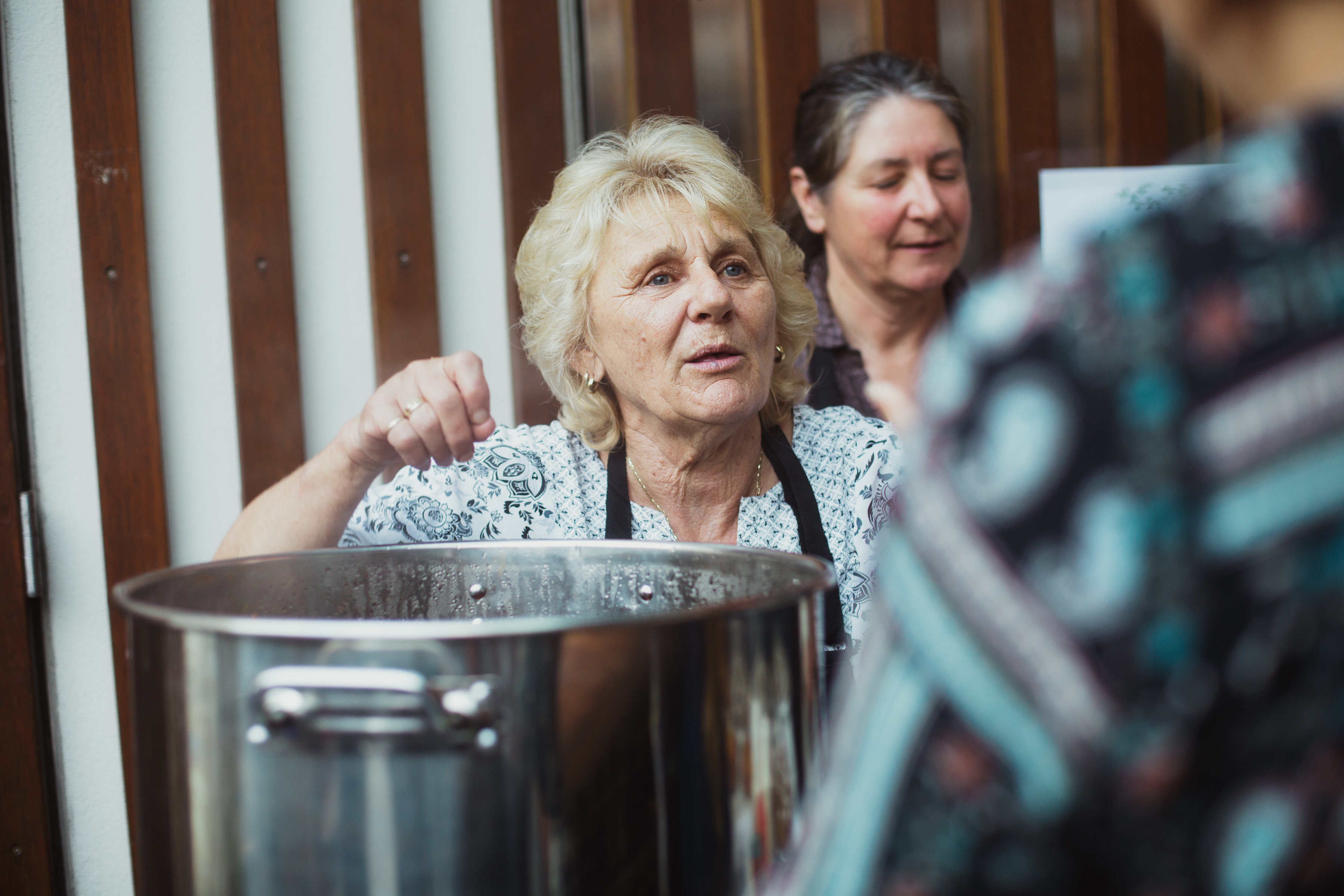Woman serving food
