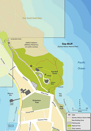 Map of Gap Bluff, Sydney Harbour National Park