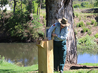 Man with nest box