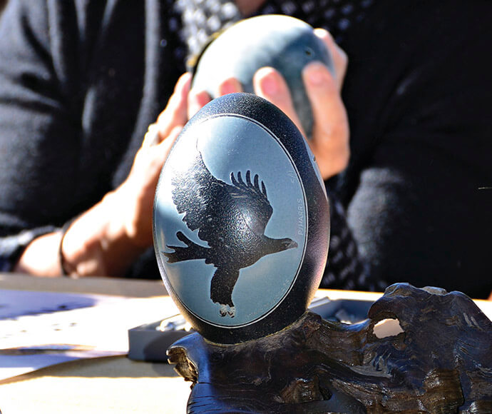 Emu egg carving, known as Kalti Paarti