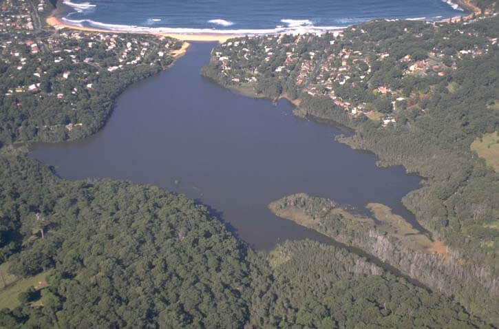 A view of Cockrone Lagoon with Copacabana Beach and MacMasters Beach in the background
