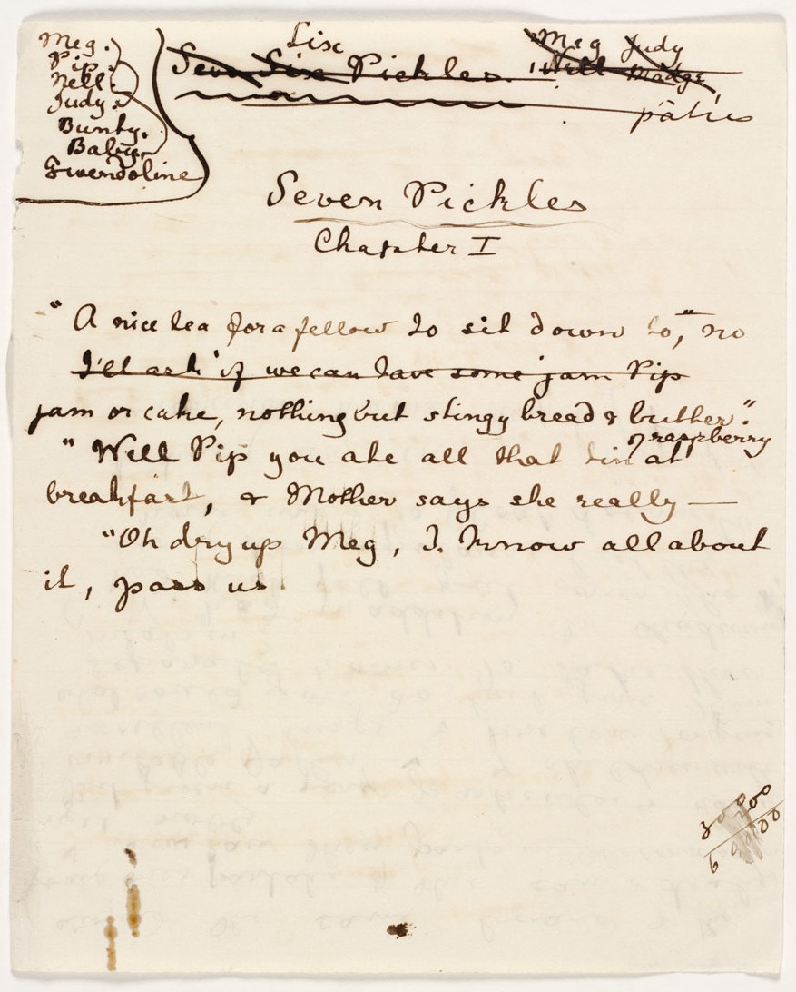 Old paper with handwriting on it chapter 1 Seven Little Australians