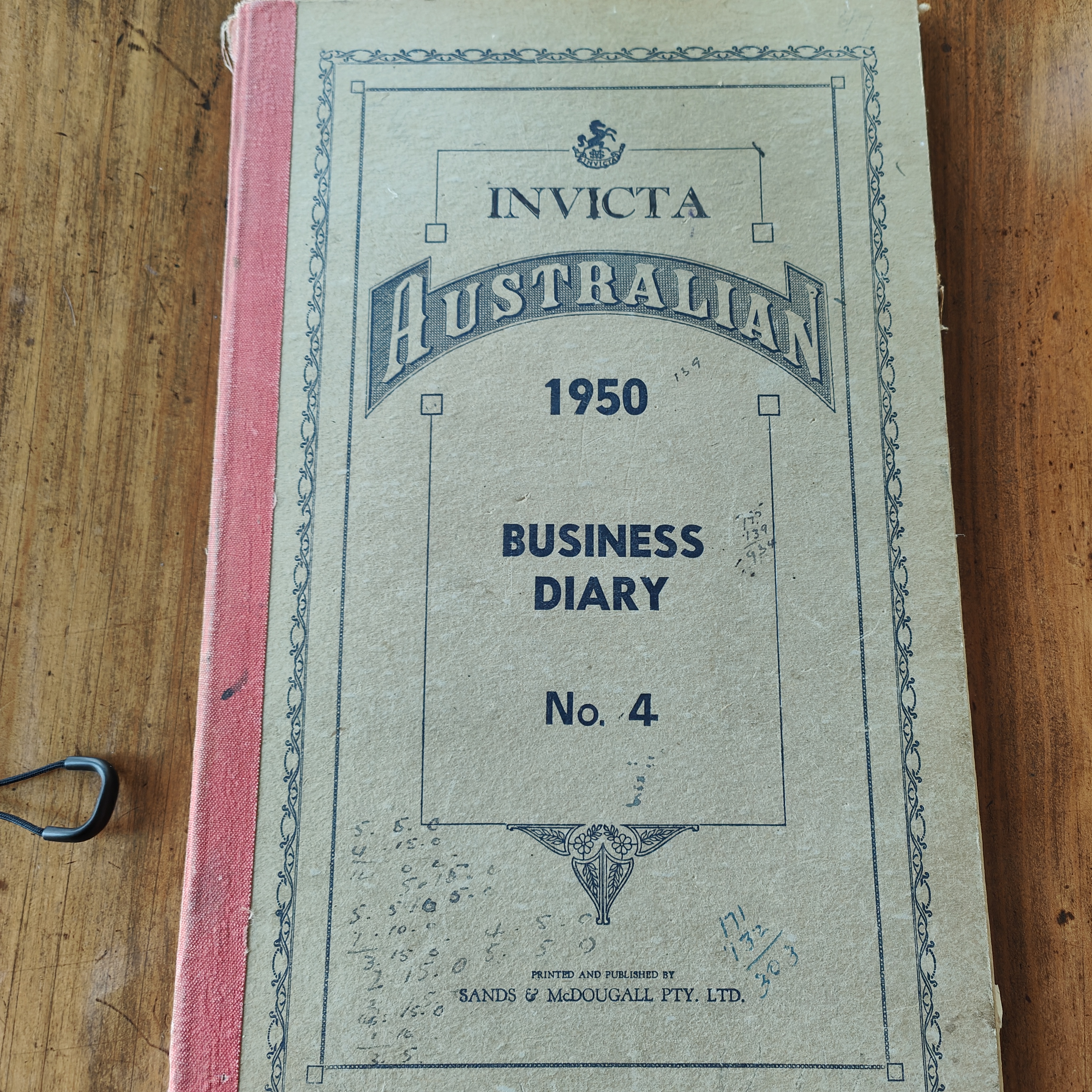 Cover of an Invicta Australian business diary in 1950