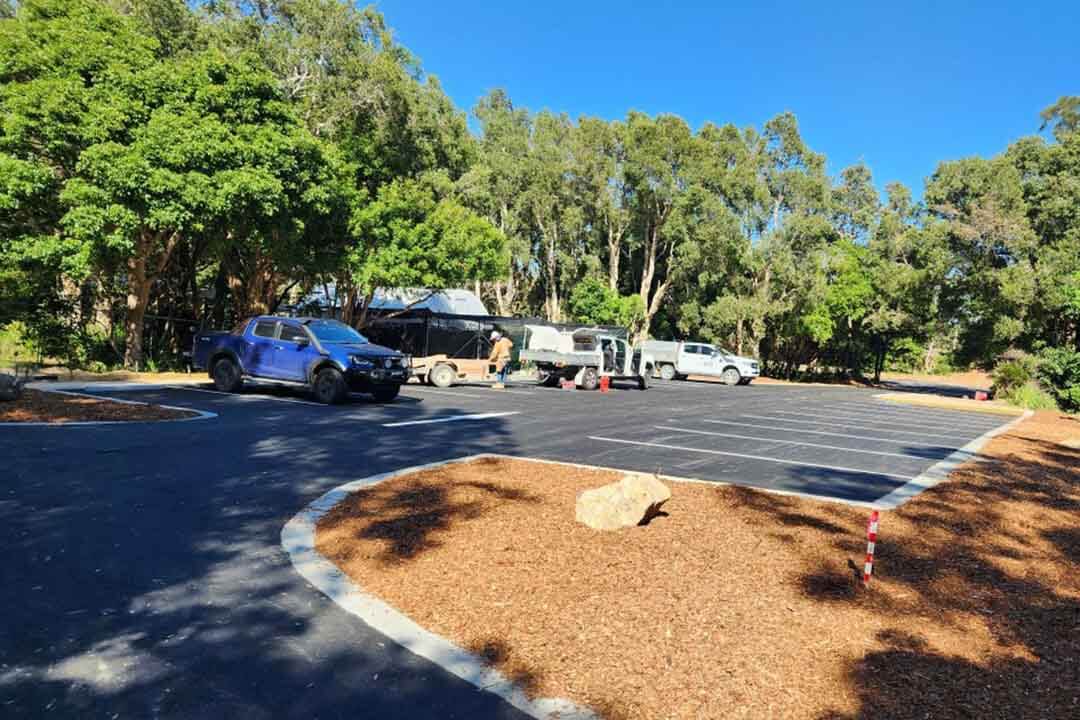 View of a shaded car park