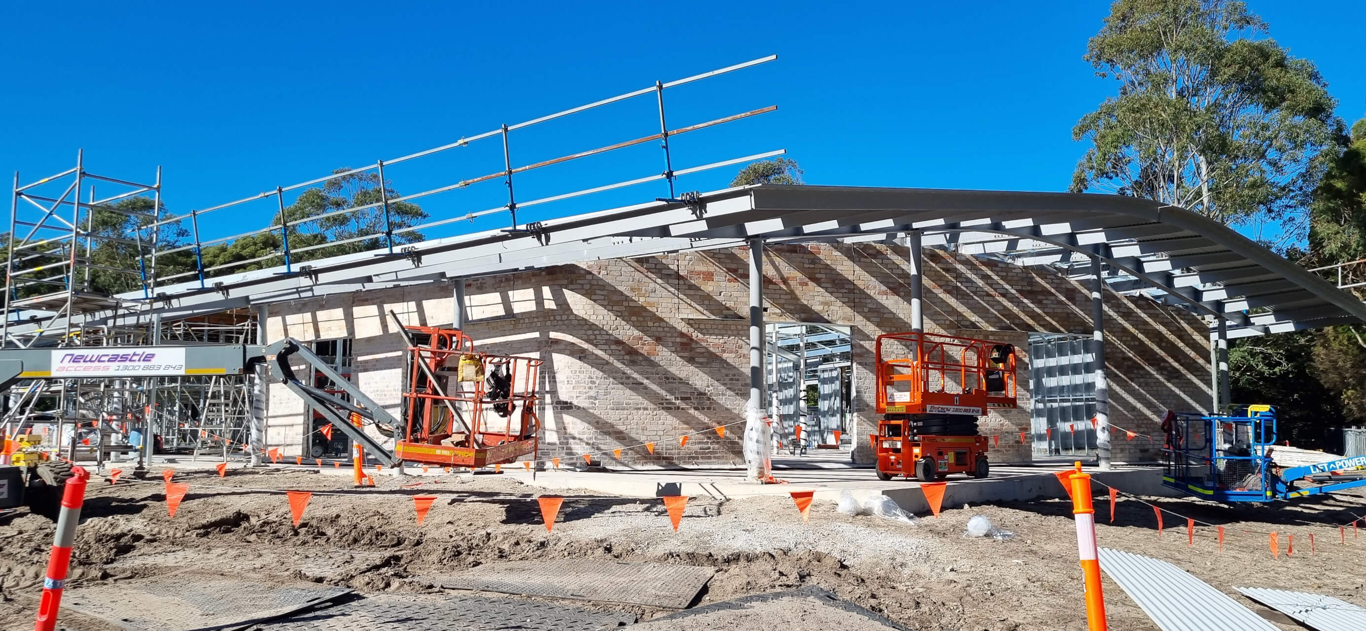 At the Kurnell Visitor Centre, Kamay Botany Bay National Park, interior walls are under construction using recycled brick.