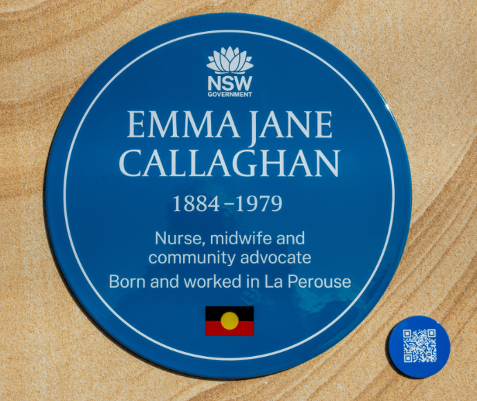 Blue plaque of Aboriginal healthcare pioneer, Emma Jane Callaghan