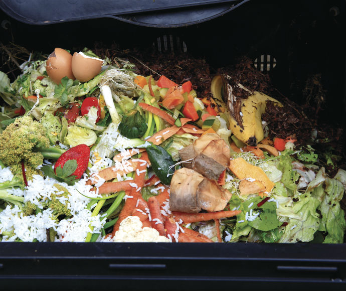 A compost bin full of vegetables