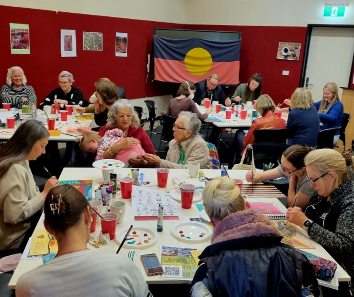 Participants in the Monaro art workshop, NAIDOC Week 2023