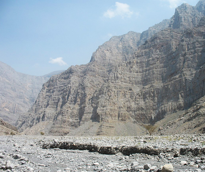 Gravel floor of Wadi Ghalila, in the Hajar Mountains